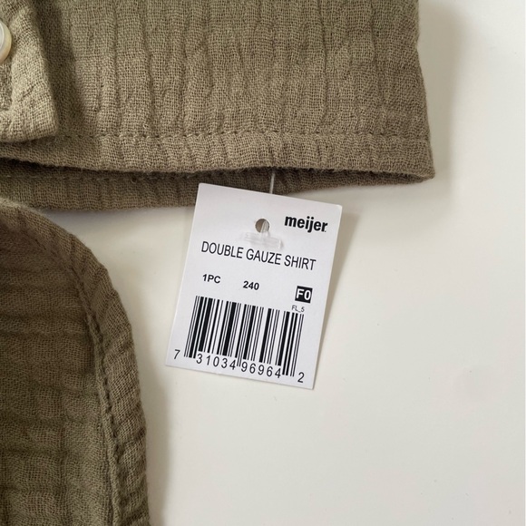 Grace + Karma Women's Olive Green Double Gauze Button Down Shirt Size 1X, NWT - Picture 5 of 7